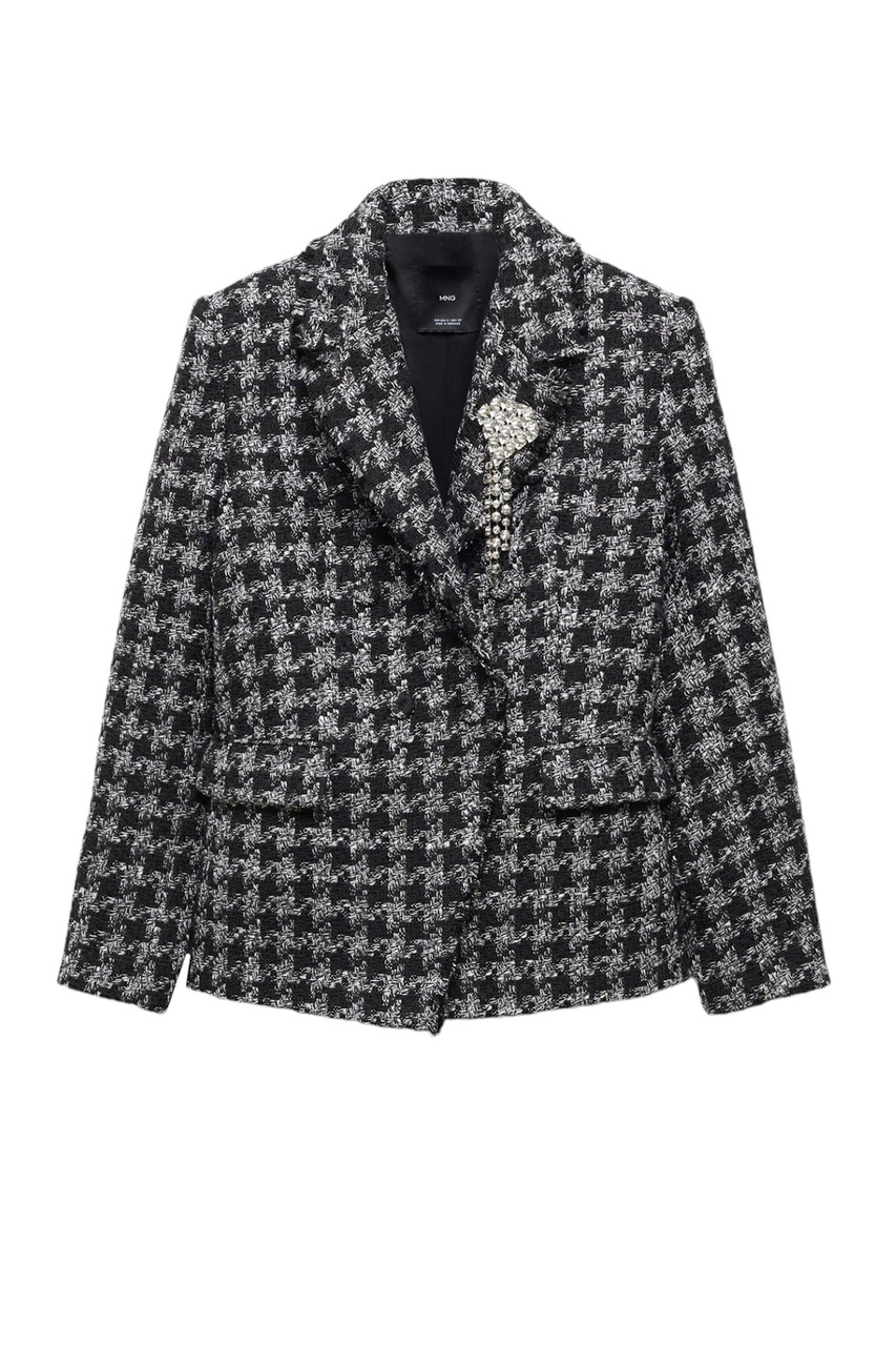 Пиджак твидовый DALIA с брошью|Основной цвет:Серый|Артикул:57098278 | Фото 1