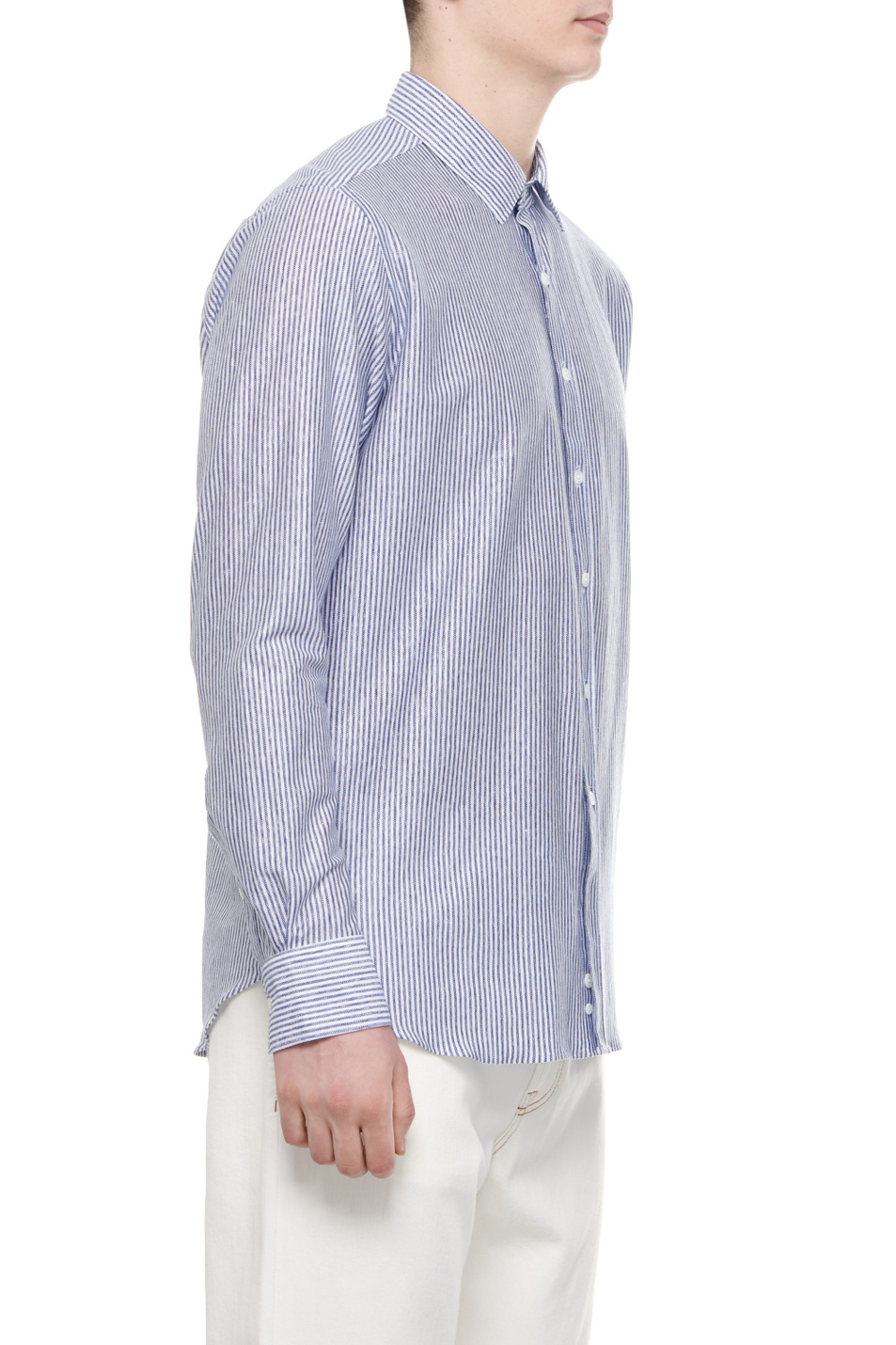 Мужской Canali Рубашка из льна и хлопка в полоску (цвет ), артикул L777GN03113 | Фото 3