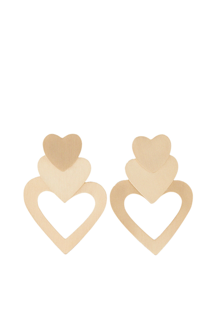 Серьги в виде сердца|Основной цвет:Золотой|Артикул:216067 | Фото 1
