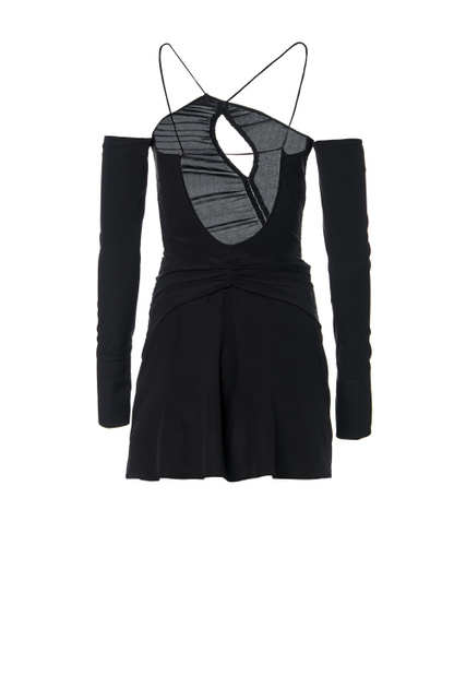 Платье из смесового шелка с открытыми плечами|Основной цвет:Черный|Артикул:H031-5500 | Фото 2