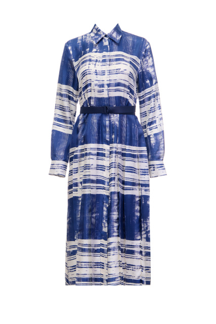 Платье-рубашка OSTE из натурального шелка|Основной цвет:Синий|Артикул:2362210637 | Фото 1