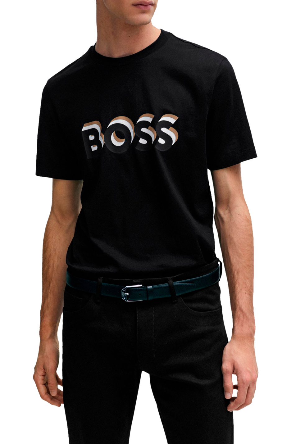 Футболка из натурального хлопка с логотипом|Основной цвет:Черный Мужской BOSS Футболка из натурального хлопка с логотипом (цвет ), артикул 50506923 | Фото 3