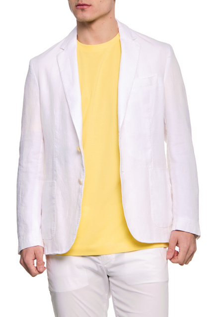 Однотонный льняной пиджак|Основной цвет:Белый|Артикул:50468872 | Фото 1
