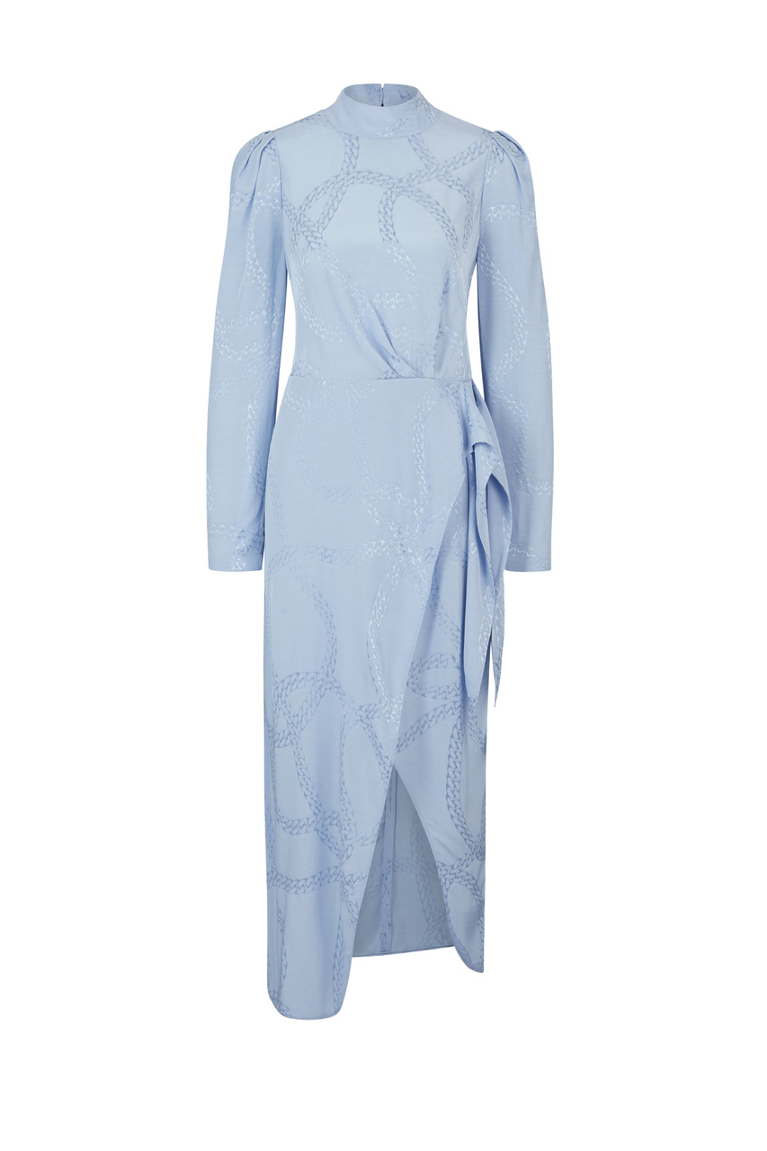 Платье с воротником-стойкой|Основной цвет:Голубой|Артикул:50515220 | Фото 1