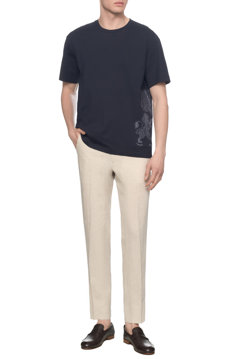 Футболка из натурального хлопка с принтом|Основной цвет:Синий Мужской Corneliani Футболка из натурального хлопка с принтом (цвет ), артикул 27G581-2725037 | Фото 3