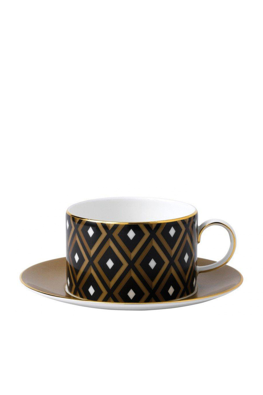 Чашка чайная с блюдцем Arris Geometric|Основной цвет:Коричневый|Артикул:40014669 | Фото 1