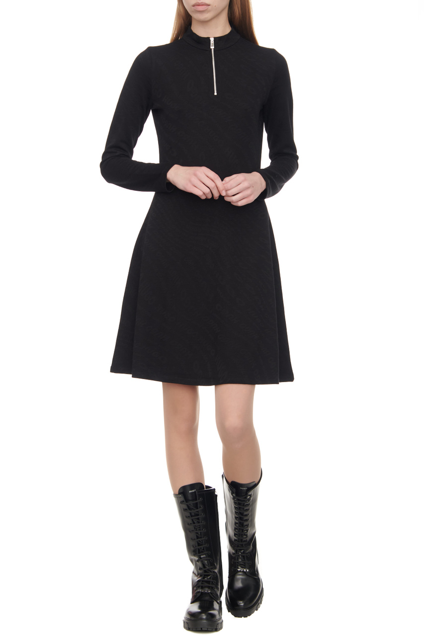 Платье с логотипированным принтом|Основной цвет:Черный|Артикул:50500061 | Фото 1