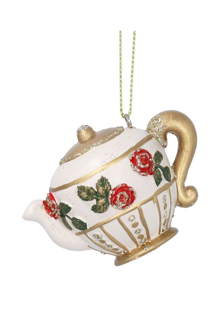 Не имеет пола Gisela Graham Елочная игрушка "Чайник с красными розами", 5×7 см (цвет ), артикул 10043_2 | Фото 1