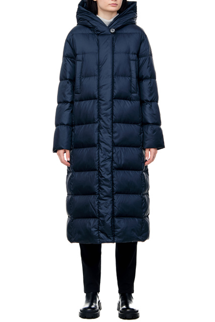 Стеганое пальто с капюшоном|Основной цвет:Синий|Артикул:850238-31127 | Фото 1