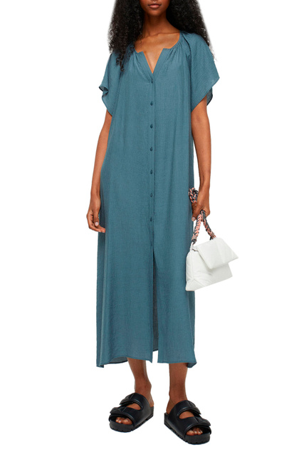 Платье с V-образным вырезом|Основной цвет:Голубой|Артикул:194972 | Фото 2