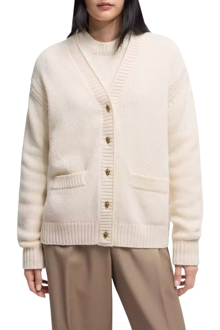 Кардиган из шерсти и кашемира|Основной цвет:Кремовый Женский Moncler Кардиган из шерсти и кашемира (цвет ), артикул K20939B00055-M4281 | Фото 3