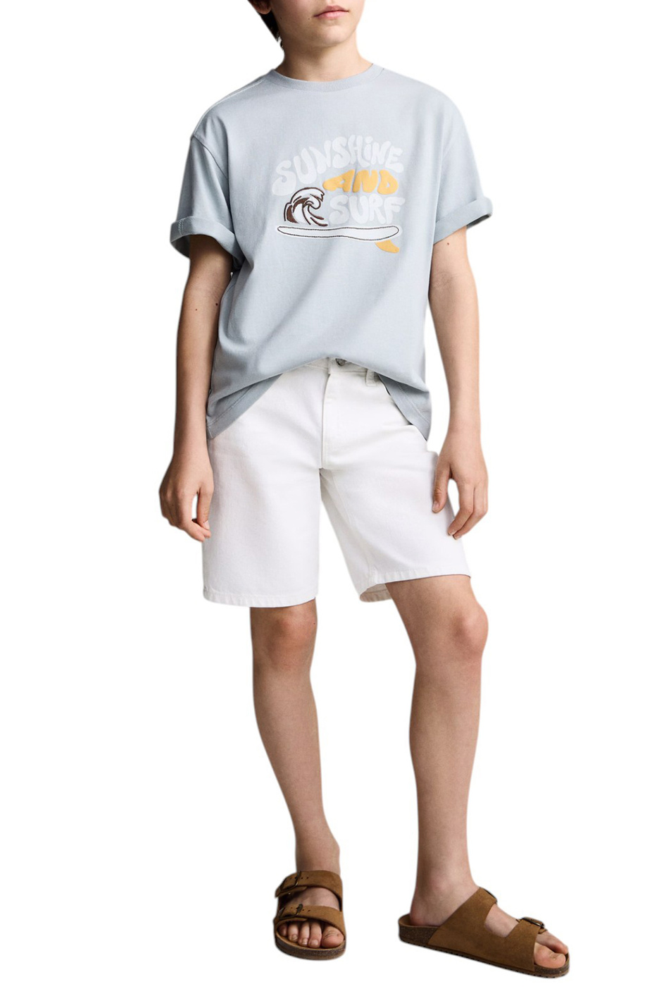Мальчикам Mango Kids Футболка SUNSHINE из хлопка с принтом (цвет ), артикул 87015957 | Фото 3