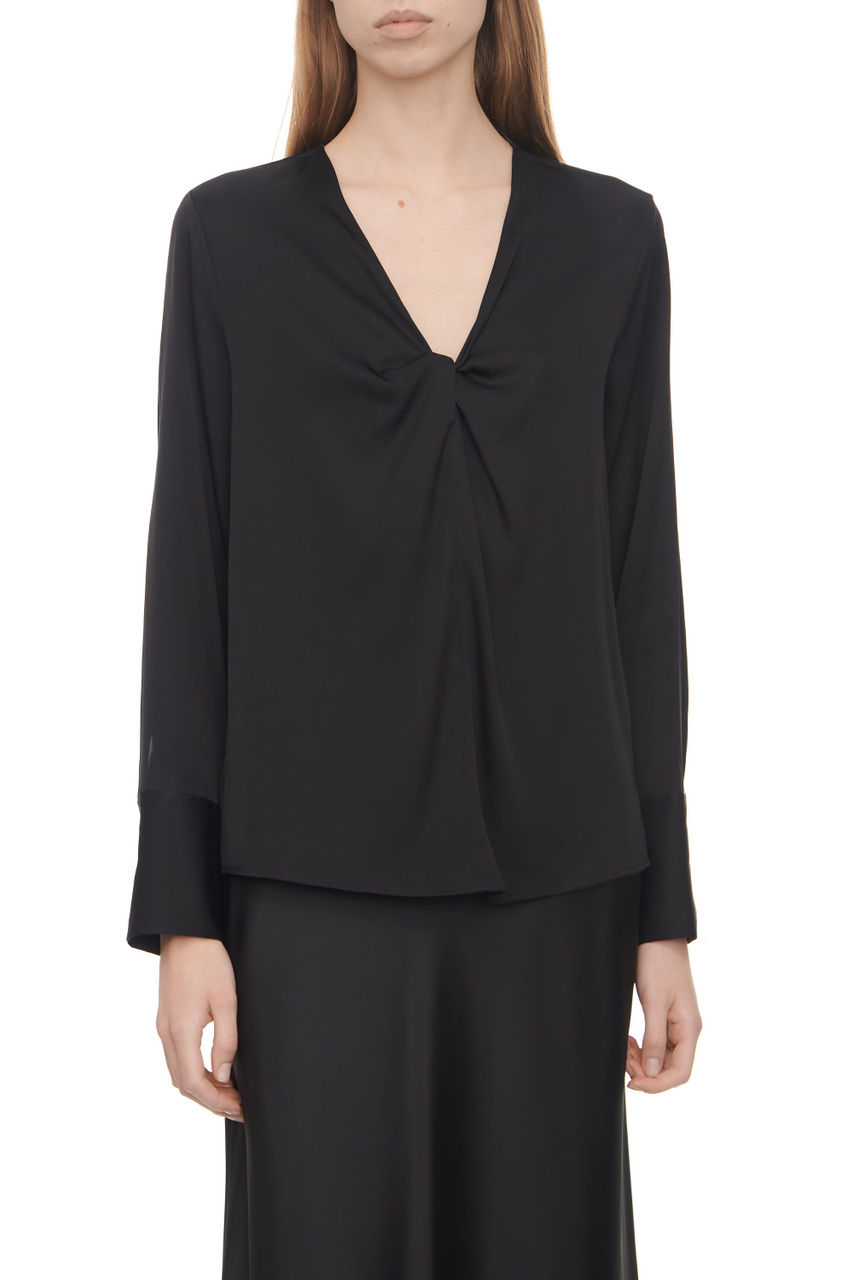 Блузка из эластичного шелка|Основной цвет:Черный|Артикул:50499749 | Фото 1