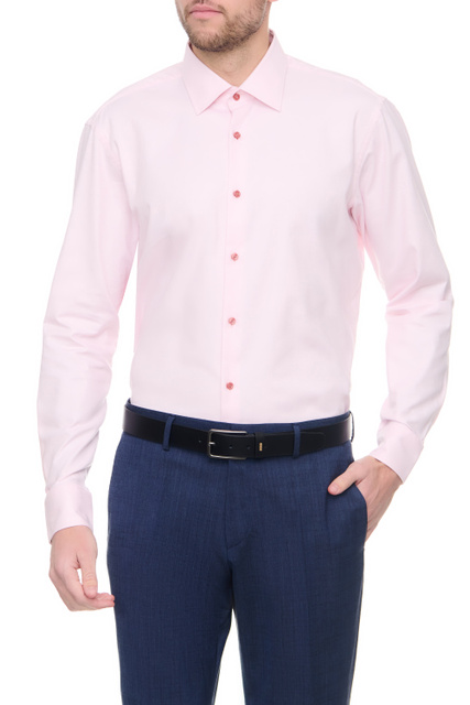 Рубашка из эластичного хлопка|Основной цвет:Розовый|Артикул:50484223 | Фото 1
