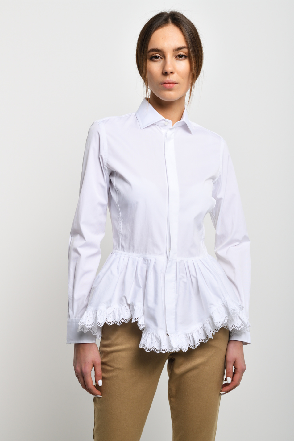 Женский Polo Ralph Lauren Рубашка из натурального хлопка с баской (цвет ), артикул 211780004001 | Фото 1