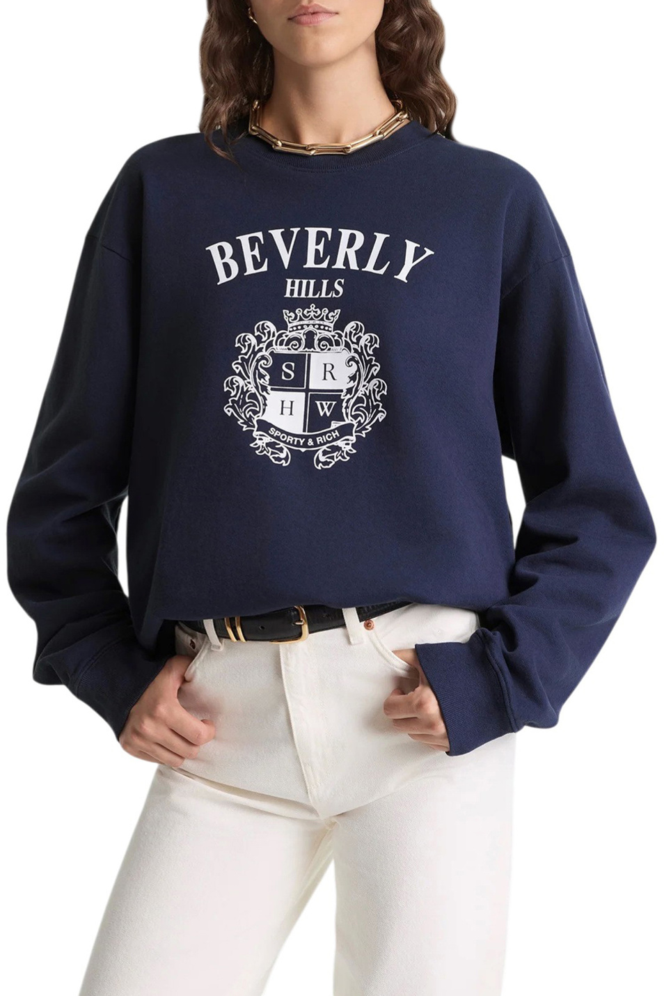 Женский Sporty & Rich Свитшот BH Crest из хлопка (цвет ), артикул ST07164256BL106 | Фото 3
