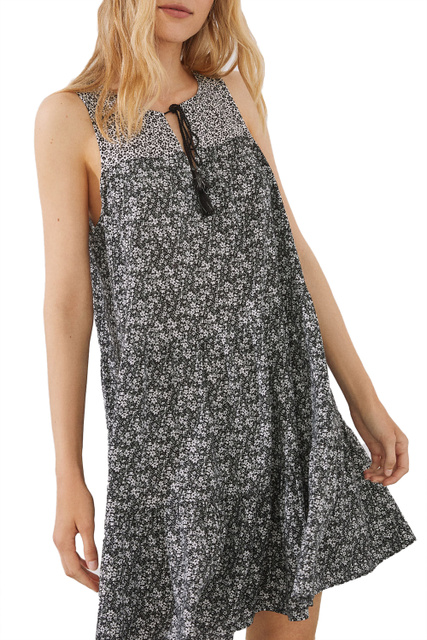Платье свободного кроя с цветочным принтом|Основной цвет:Серый|Артикул:4474293 | Фото 1