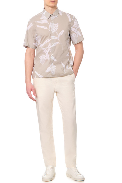 Рубашка из натурального хлопка с принтом|Основной цвет:Бежевый|Артикул:50470486 | Фото 2