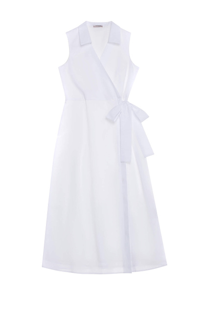 Платье из натурального хлопка с поясом|Основной цвет:Белый|Артикул:470268 | Фото 1
