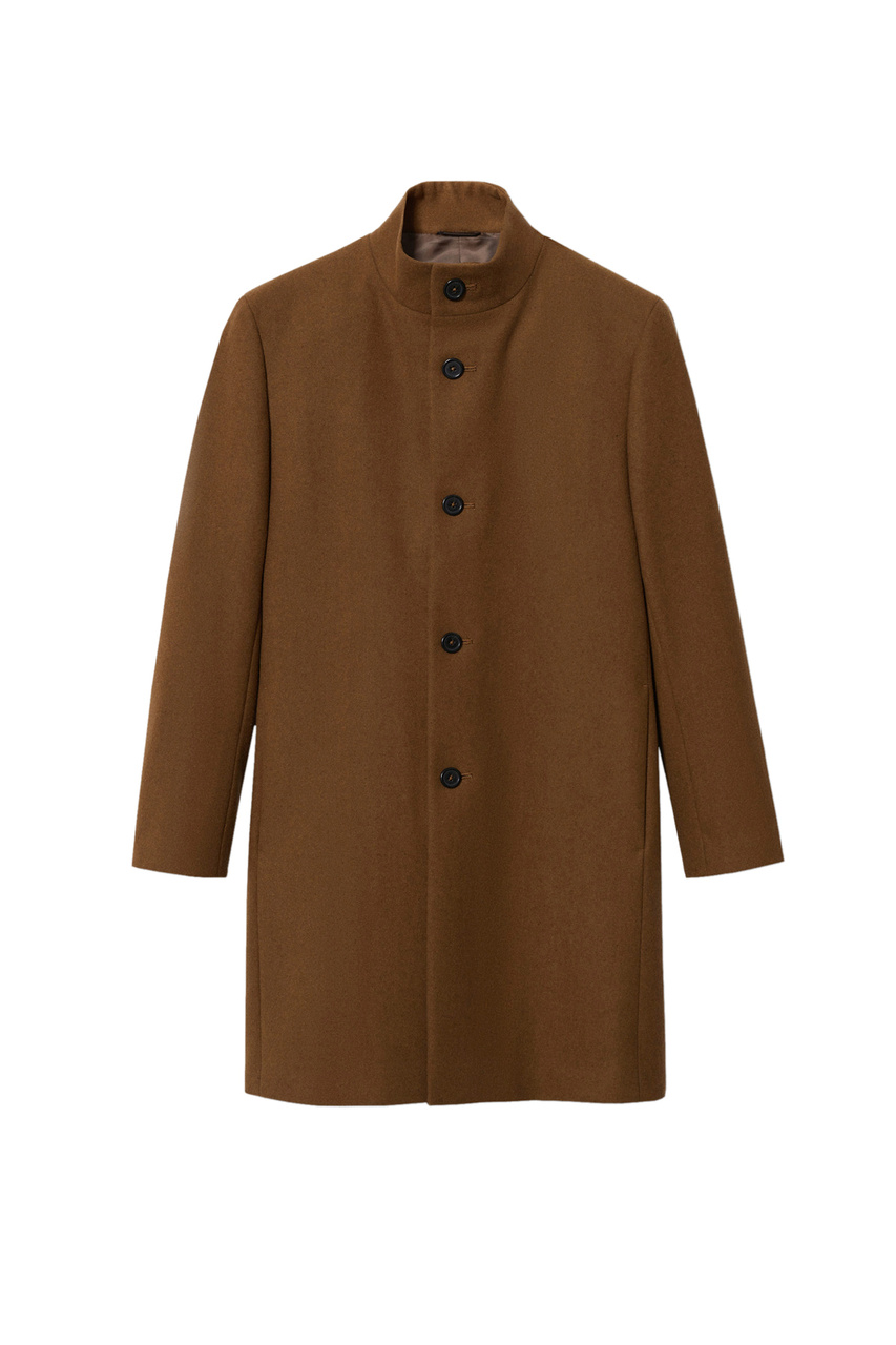 Пальто FUNNEL из смесовой шерсти|Основной цвет:Коричневый|Артикул:37024001 | Фото 1