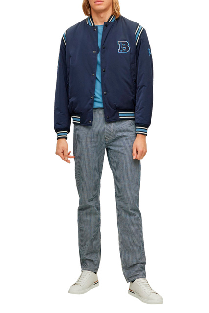 Куртка-бомбер с логотипом на спине|Основной цвет:Синий|Артикул:50481099 | Фото 2