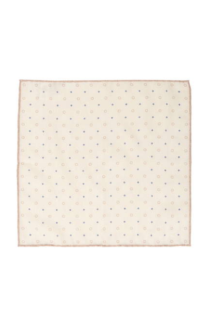 Карманный платок из шерсти и хлопка|Основной цвет:Кремовый|Артикул:TES0E071 | Фото 1