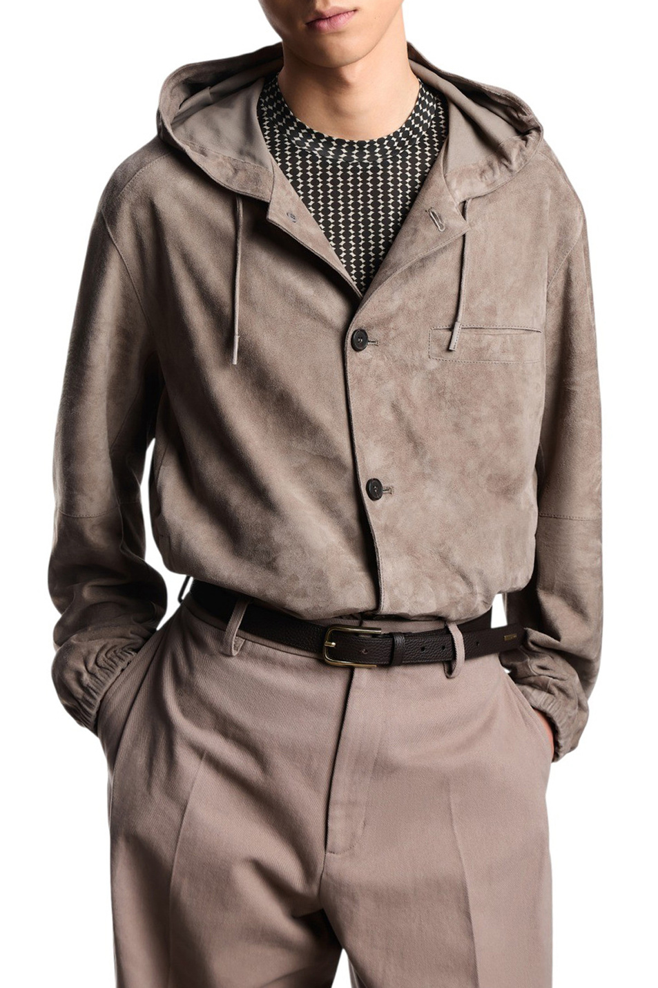 Куртка из натуральной замши|Основной цвет:Бежевый Мужской Emporio Armani Куртка из натуральной замши (цвет ), артикул EM004970-AF12801 | Фото 3