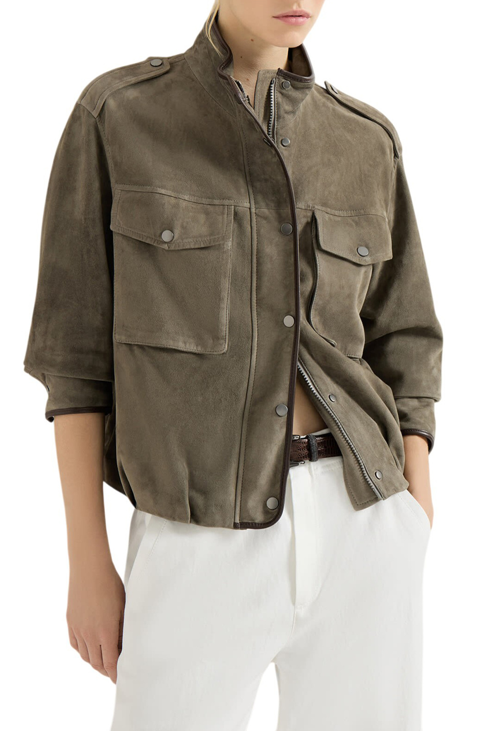 Женский Brunello Cucinelli Куртка из натуральной замши (цвет ), артикул MPCAI7787 | Фото 4