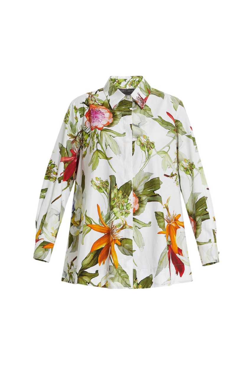 Рубашка APPIA из натурального хлопка с принтом|Основной цвет:Белый|Артикул:2417191151 | Фото 1