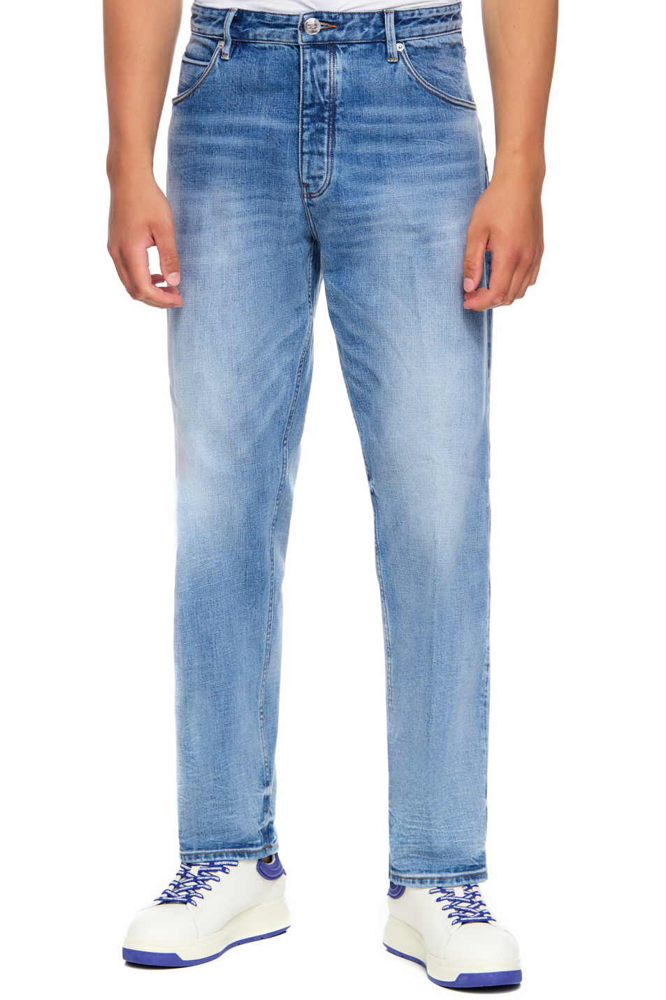Мужской Emporio Armani Джинсы из эластичного хлопка (цвет голубой), артикул 6R1J69-1DQTZ | Фото 3