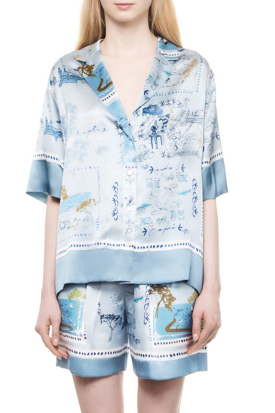 Женский Kiton Рубашка из натурального шелка с принтом (цвет ), артикул D57470K0978C2000H | Фото 4