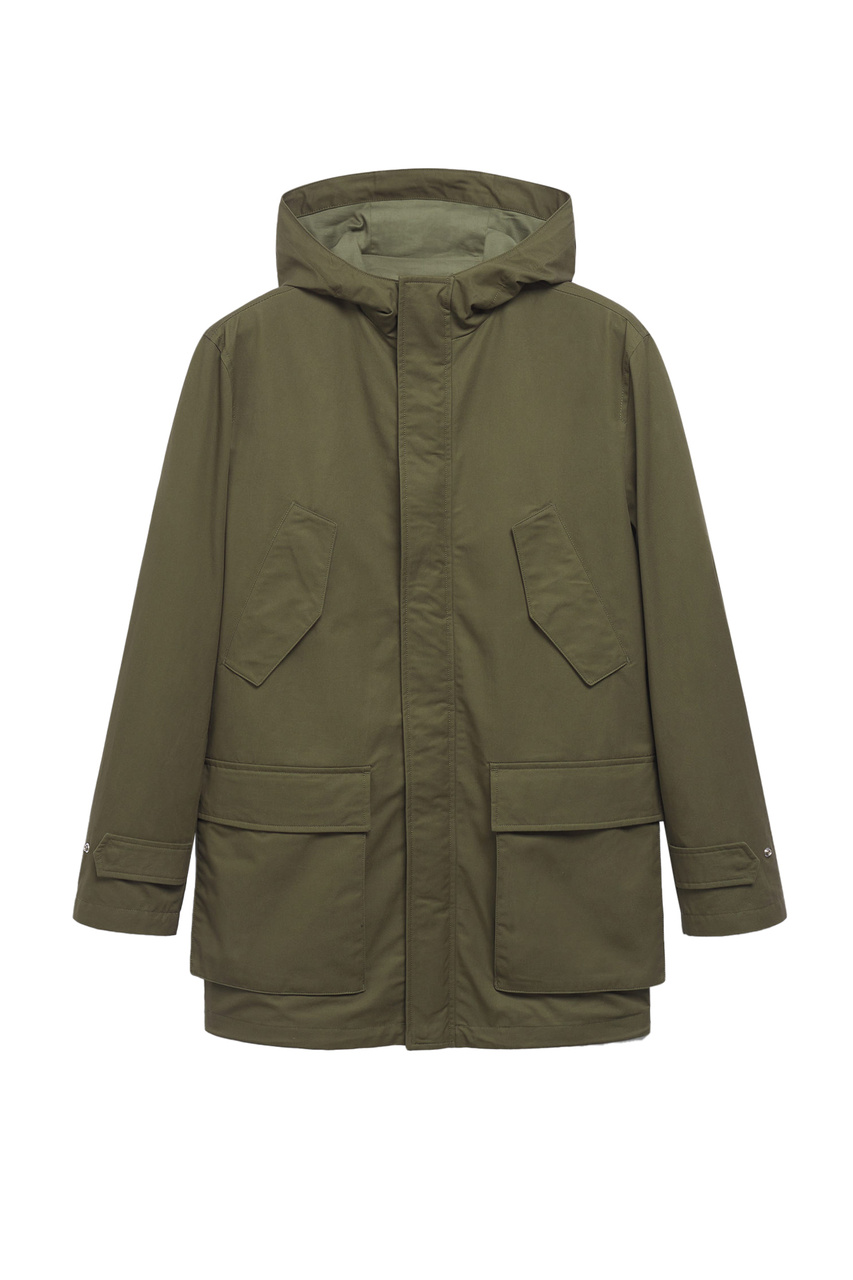Куртка из натурального хлопка с большими карманами|Основной цвет:Хаки|Артикул:17004005 | Фото 1