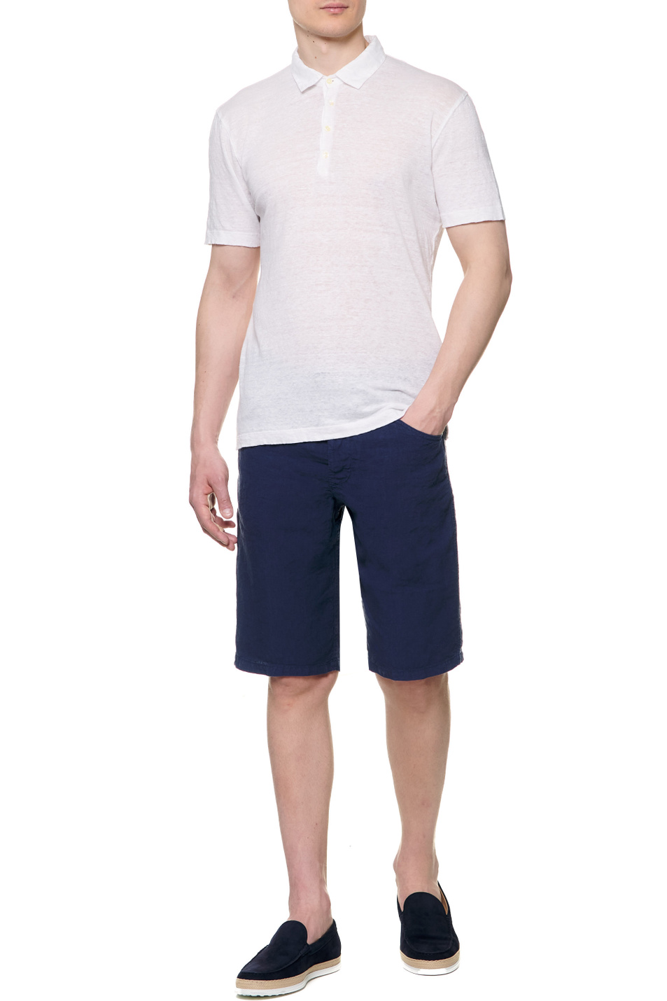Мужской 120% Lino Рубашка поло из чистого льна (цвет ), артикул V0M7282000E908S00 | Фото 2