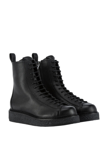 Ботинки на шнуровке из натуральной кожи|Основной цвет:Черный|Артикул:X4M361-XF591 | Фото 2