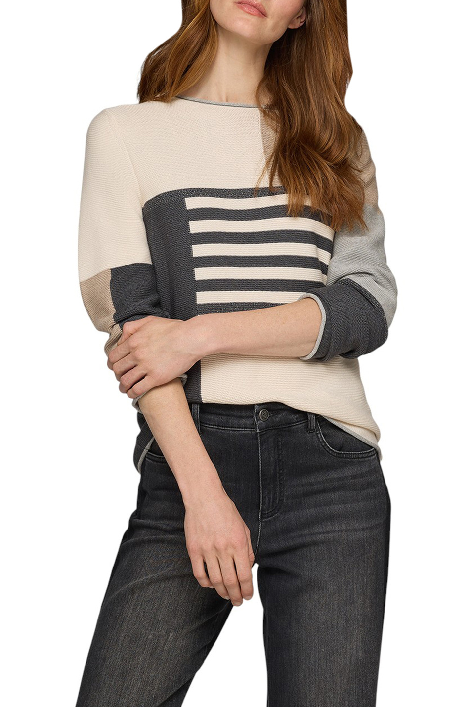 Джемпер из смесового хлопка|Основной цвет:Бежевый Женский Rabe Джемпер из смесового хлопка (цвет ), артикул 55-121630 | Фото 4