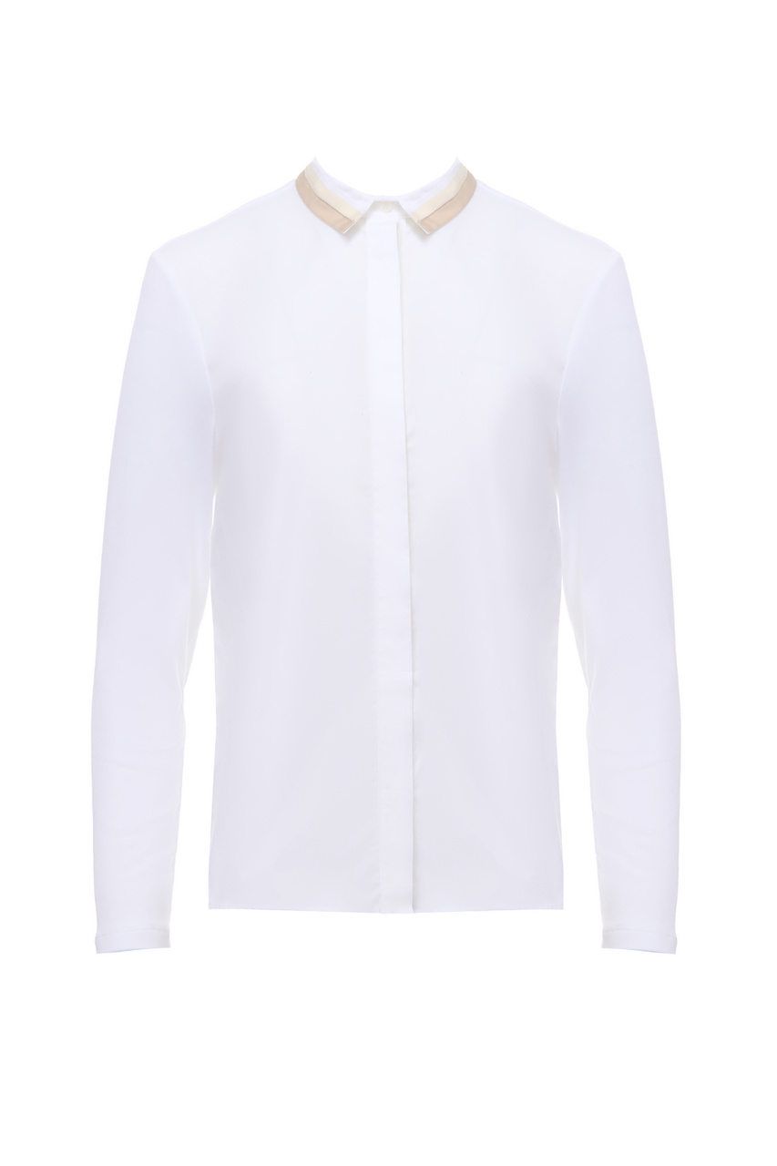 Рубашка из эластичного хлопка|Основной цвет:Белый|Артикул:S06629J0-B8928 | Фото 1