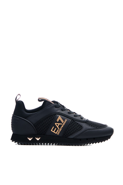 Кроссовки с сетчатыми вставками и контрастным лого|Основной цвет:Черный|Артикул:X8X027-XK050 | Фото 1