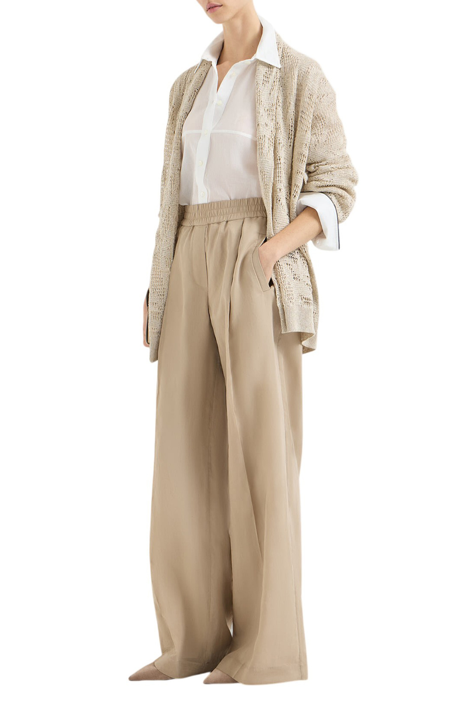 Кардиган с поясом|Основной цвет:Бежевый Женский Brunello Cucinelli Кардиган с поясом (цвет ), артикул MDT771006 | Фото 2