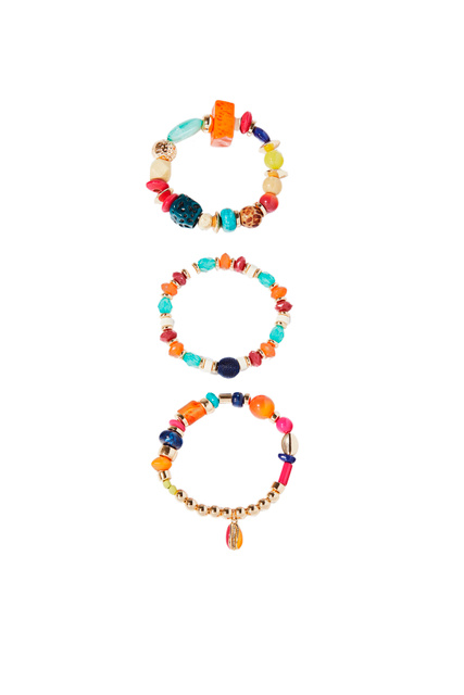Набор эластичных браслетов с камнем|Основной цвет:Мультиколор|Артикул:207888 | Фото 2