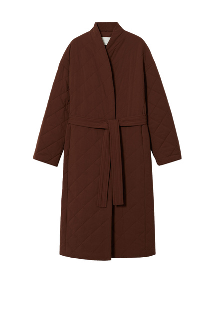Стеганое пальто VERDURE с поясом|Основной цвет:Коричневый|Артикул:37005544 | Фото 1