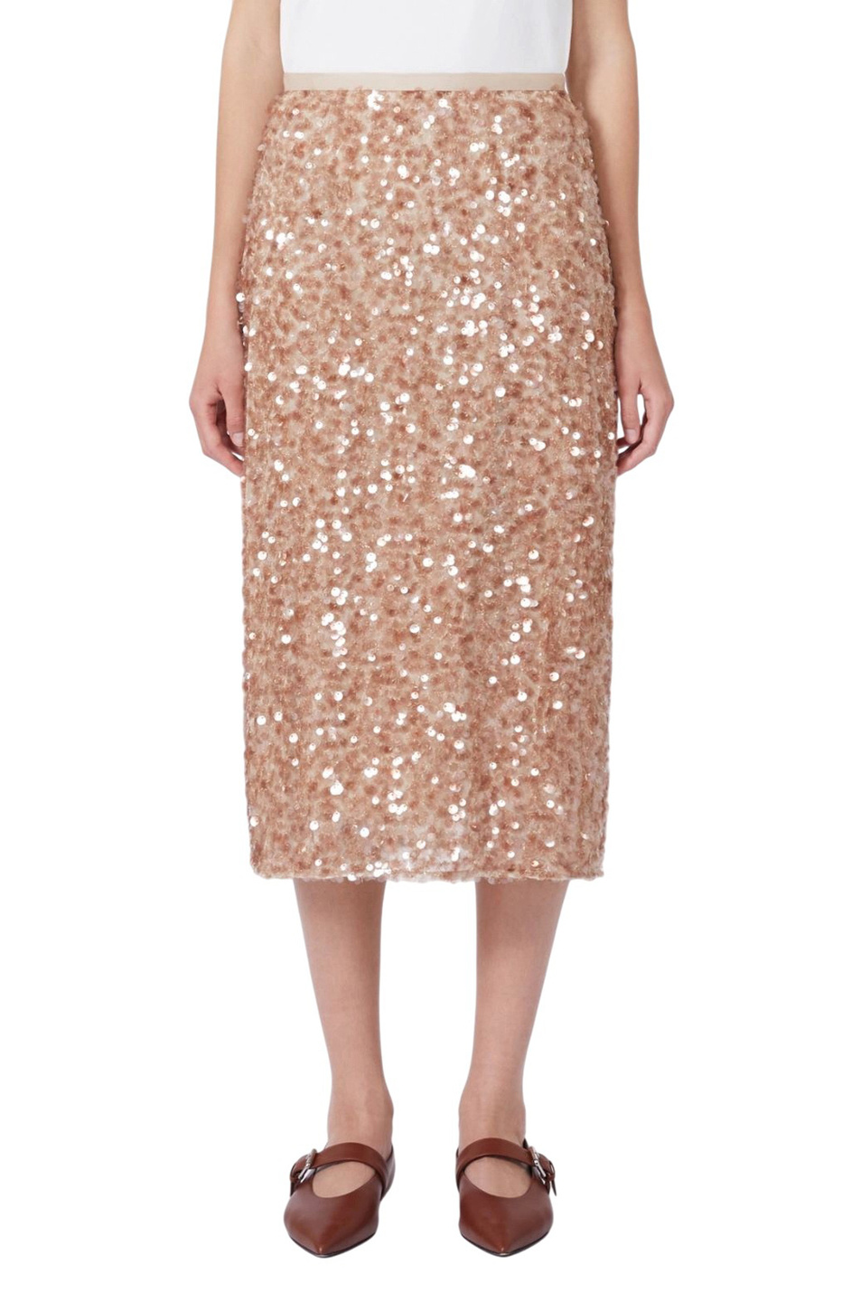 Юбка OCCHIO с отделкой пайетками|Основной цвет:Бежевый Женский Weekend Max Mara Юбка OCCHIO с отделкой пайетками (цвет ), артикул 2615771041 | Фото 3