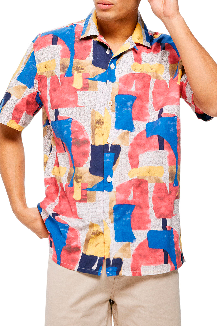Рубашка из натурального хлопка с принтом|Основной цвет:Разноцветный|Артикул:0375078 | Фото 1