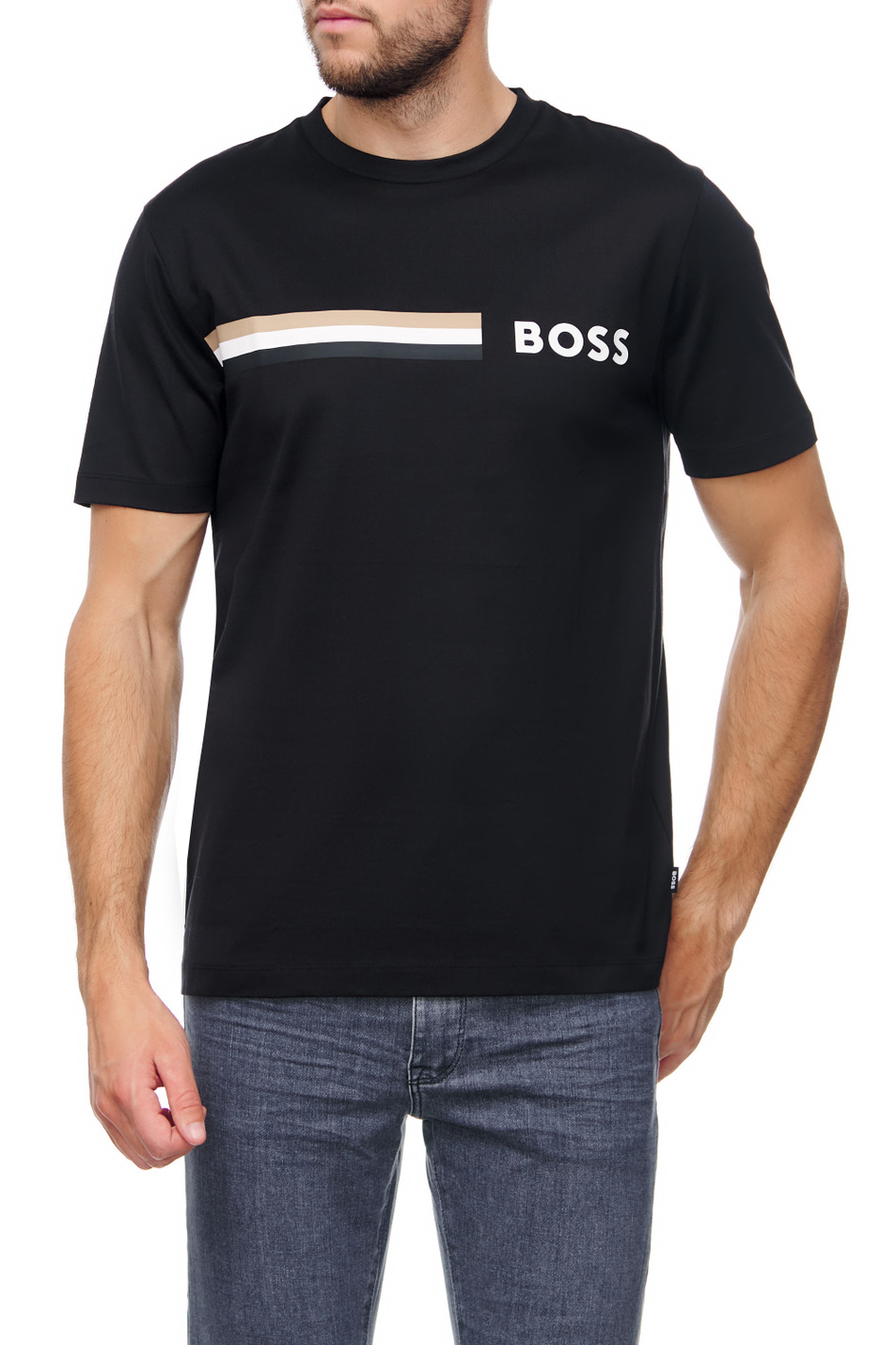 Мужской BOSS Футболка из натурального хлопка с логотипом (цвет ), артикул 50482112 | Фото 1