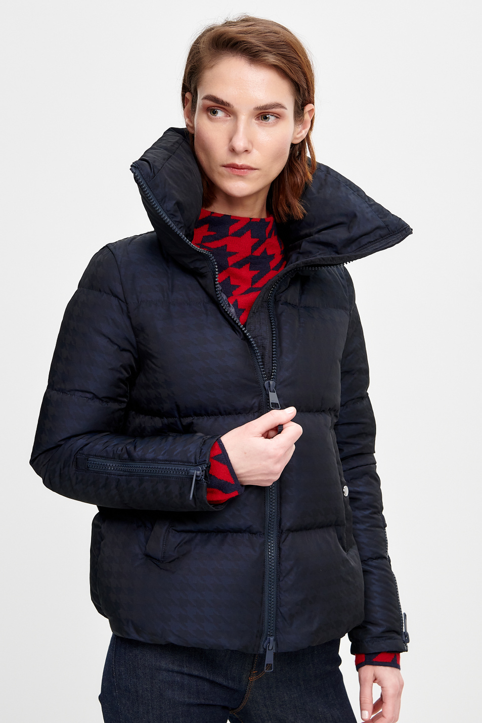 Стеганая куртка Paresta с узором «гусиная лапка» из водоотталкивающего материала|Основной цвет:Синий Женский BOSS Стеганая куртка Paresta с узором «гусиная лапка» из водоотталкивающего материала (цвет ), артикул 50436343 | Фото 1