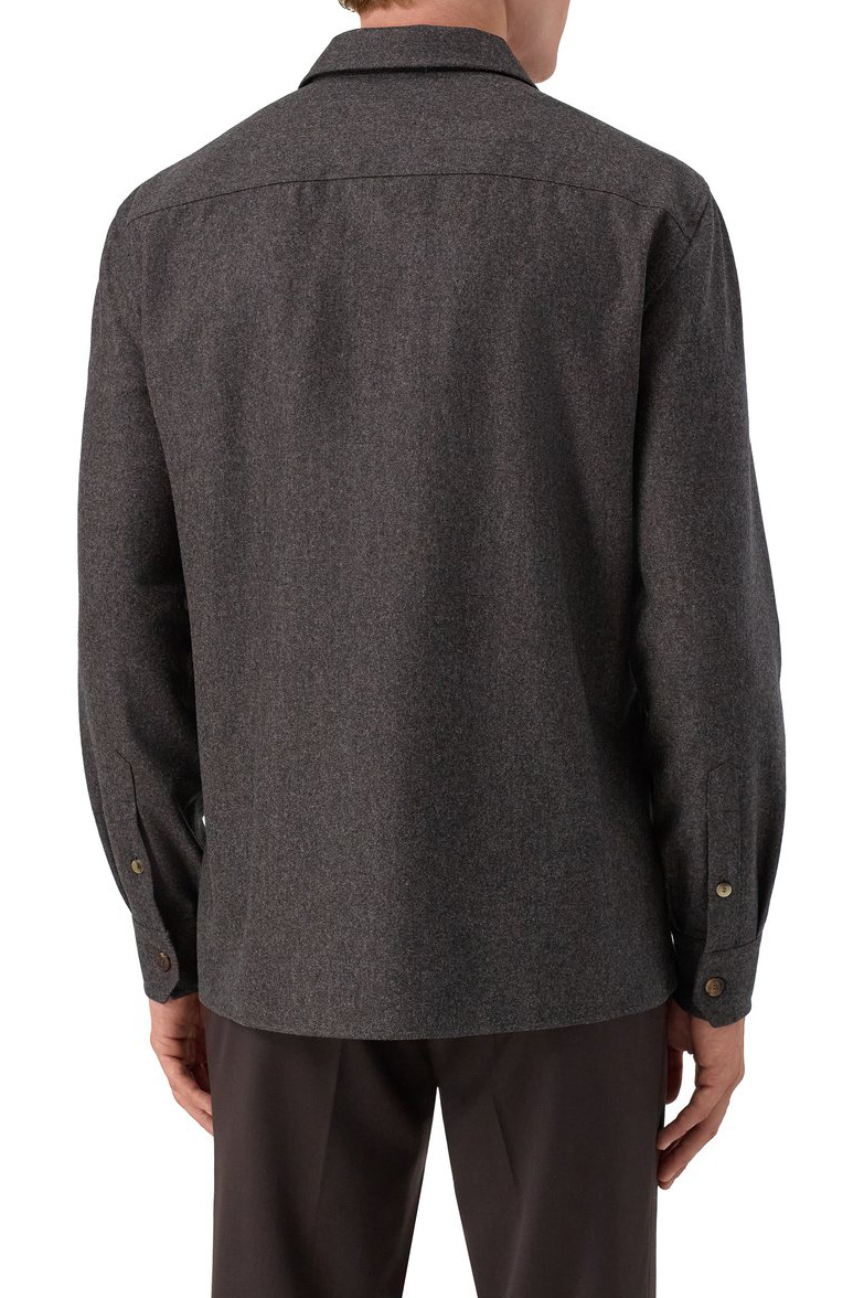 Рубашка из шерсти|Основной цвет:Коричневый Мужской Brunello Cucinelli Рубашка из шерсти (цвет ), артикул M038P0720 | Фото 4