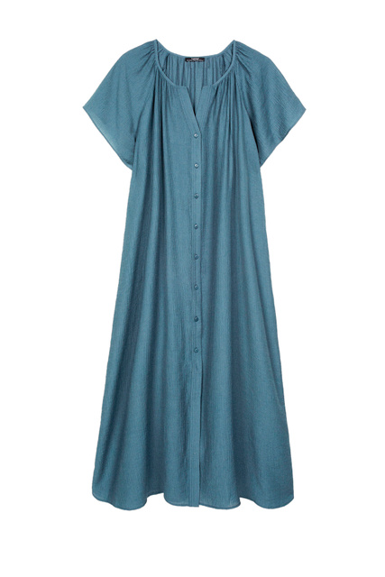 Платье с V-образным вырезом|Основной цвет:Голубой|Артикул:194972 | Фото 1