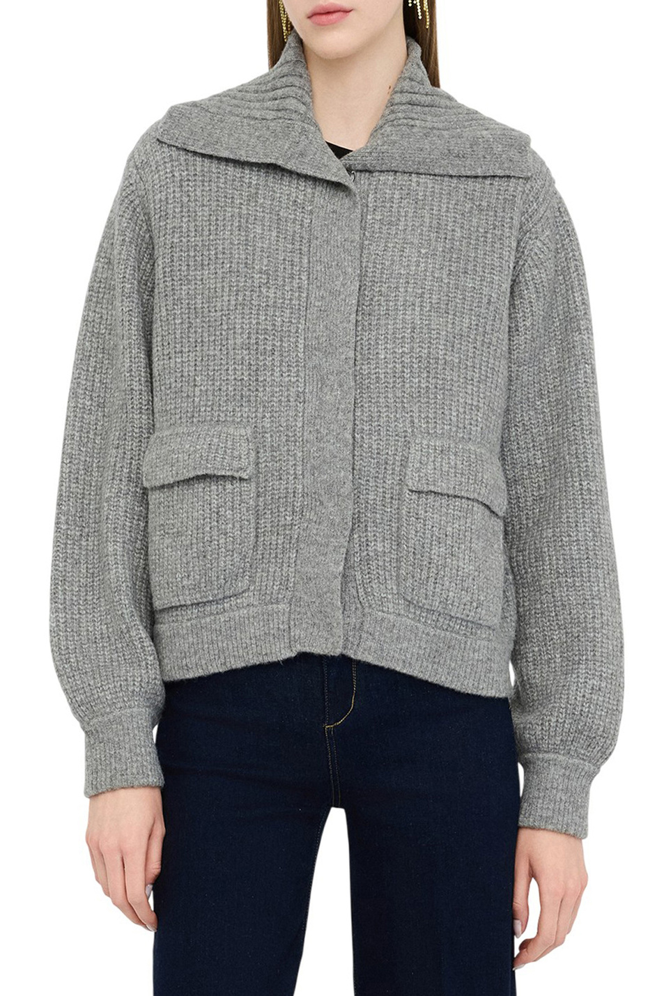 Кардиган из смесовой шерсти|Основной цвет:Серый Женский Liu Jo Кардиган из смесовой шерсти (цвет ), артикул CF5001MA74Q | Фото 3