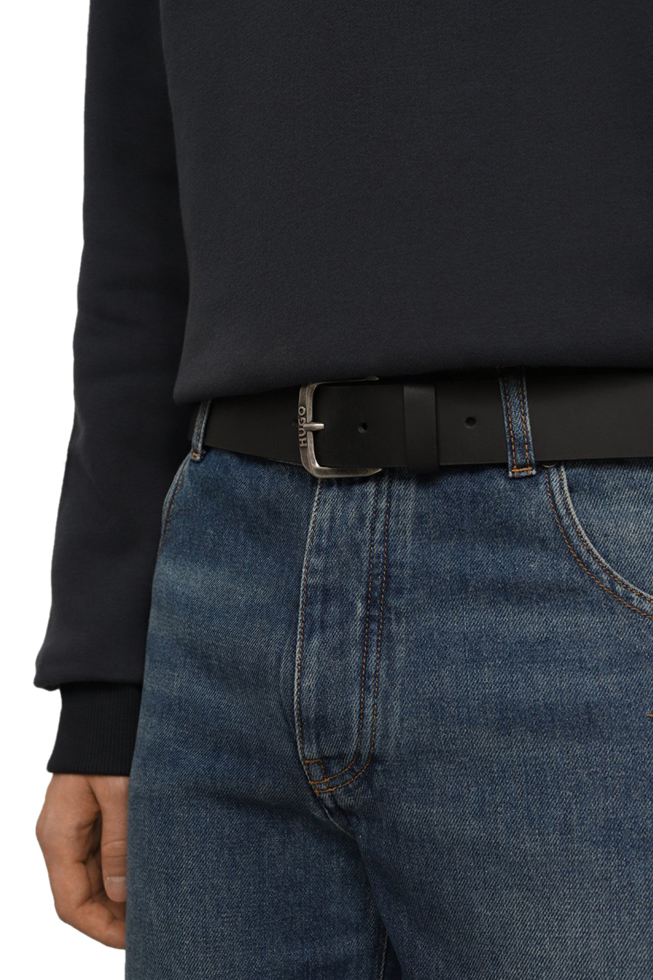 Ремень Berker из натуральной кожи|Основной цвет:Черный Мужской HUGO Ремень Berker из натуральной кожи (цвет ), артикул 50522158 | Фото 3