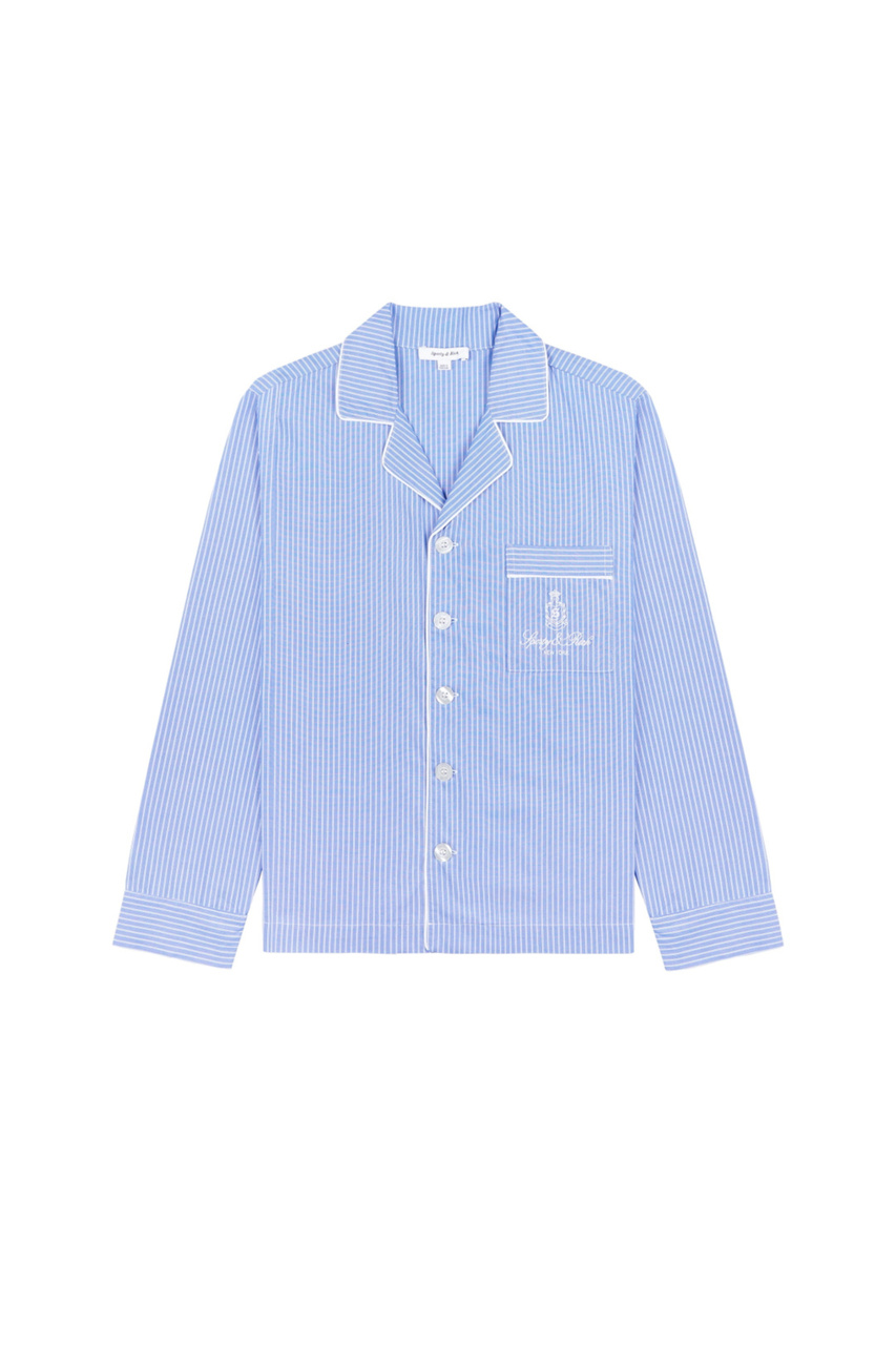 Рубашка Vendome из натурального хлопка в полоску|Основной цвет:Голубой|Артикул:PJAW235BL | Фото 1