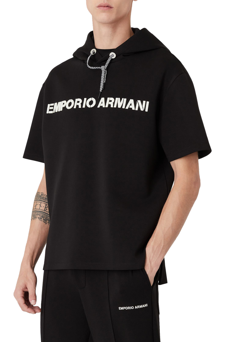 Emporio Armani Свитшот с короткими рукавами и капюшоном на кулиске (цвет ), артикул 6K1M63-1JHSZ | Фото 3